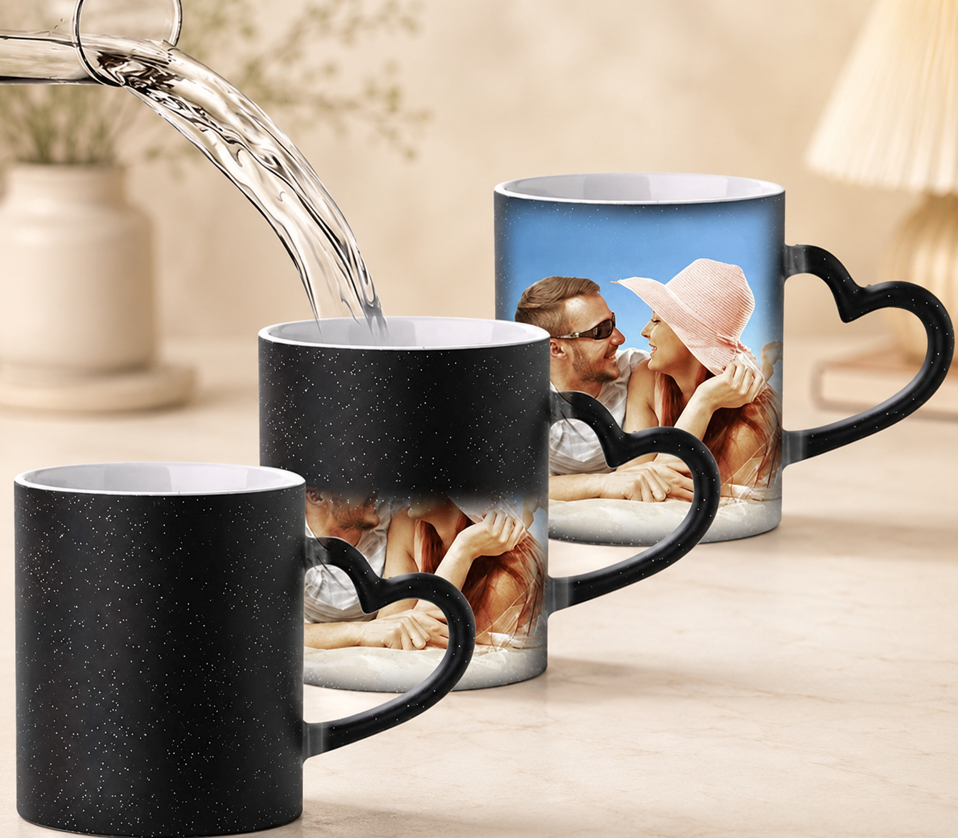 Sparkle Magic Mug Heart Handle Personalized Photo Color Changing Ceramic Mug - Image 3