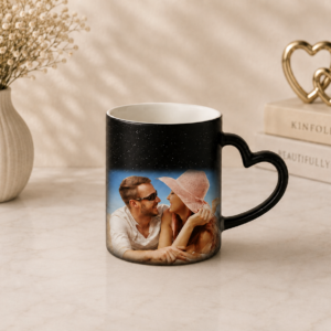 Magic Mug Sparkle Heart Handle Personalized Photo Color Changing Ceramic Mug
