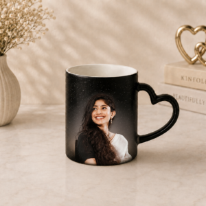 Magic Mug Sparkle Heart Handle Personalized Photo Printing Color Changing Ceramic Mug