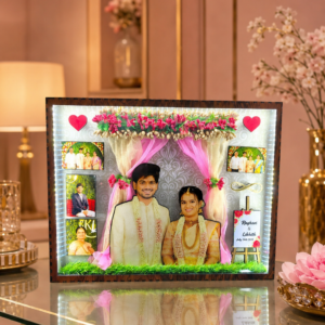Miniature LED Frame 12x15 Inches Personalized Miniature Wedding Frame LED Couple Memory Frame Custom Wedding Miniature Frame Handmade Anniversary Gift Frame