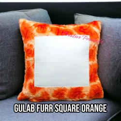 Orange Gulab Fur Photo Cushion Personalized Square Pillow
