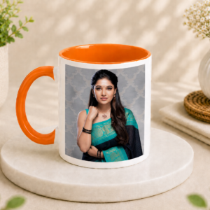 Orange Handle Mug 3 Tone Orange Inner and Handle Color Ceramic Sublimation Mug 325ml
