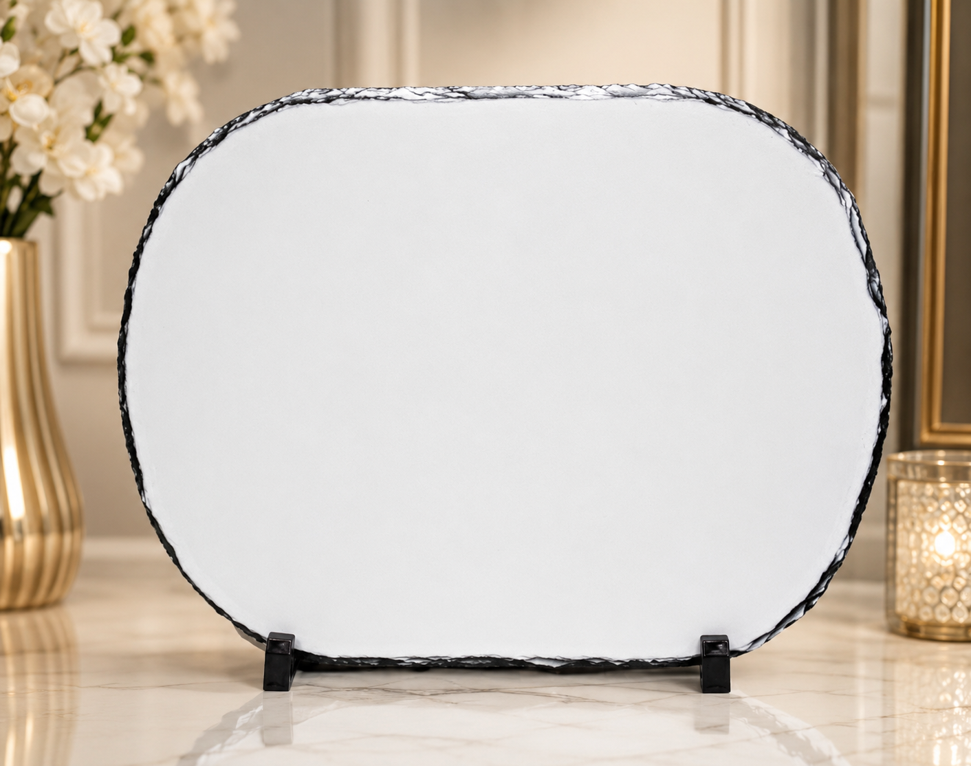 Oval Rock Frame Personalized Photo Frame on Natural Slate Stone - Image 3