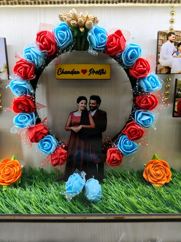 Couple LED Box Frame 8x14 Inch with Floral Arch and Custom Photos - Image 3