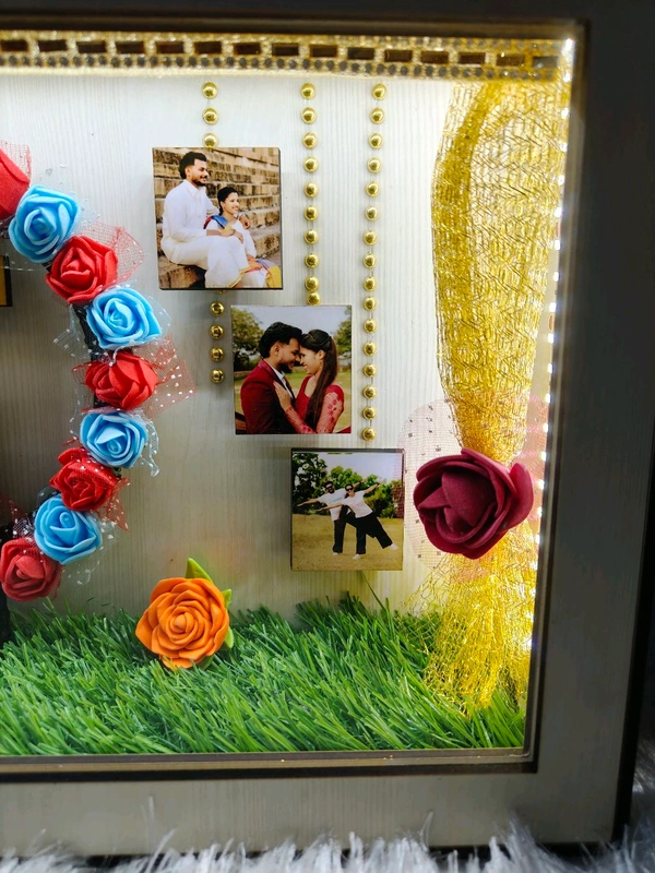 Couple LED Box Frame 8x14 Inch with Floral Arch and Custom Photos - Image 4
