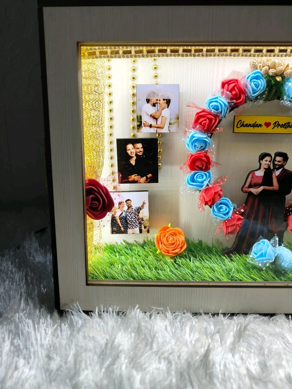 Couple LED Box Frame 8x14 Inch with Floral Arch and Custom Photos - Image 6