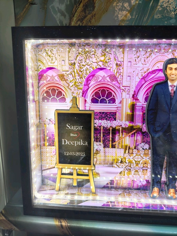 Personalized Couple Miniature LED Box A4 Size with Palace Background Theme and Custom Cutout - Image 4