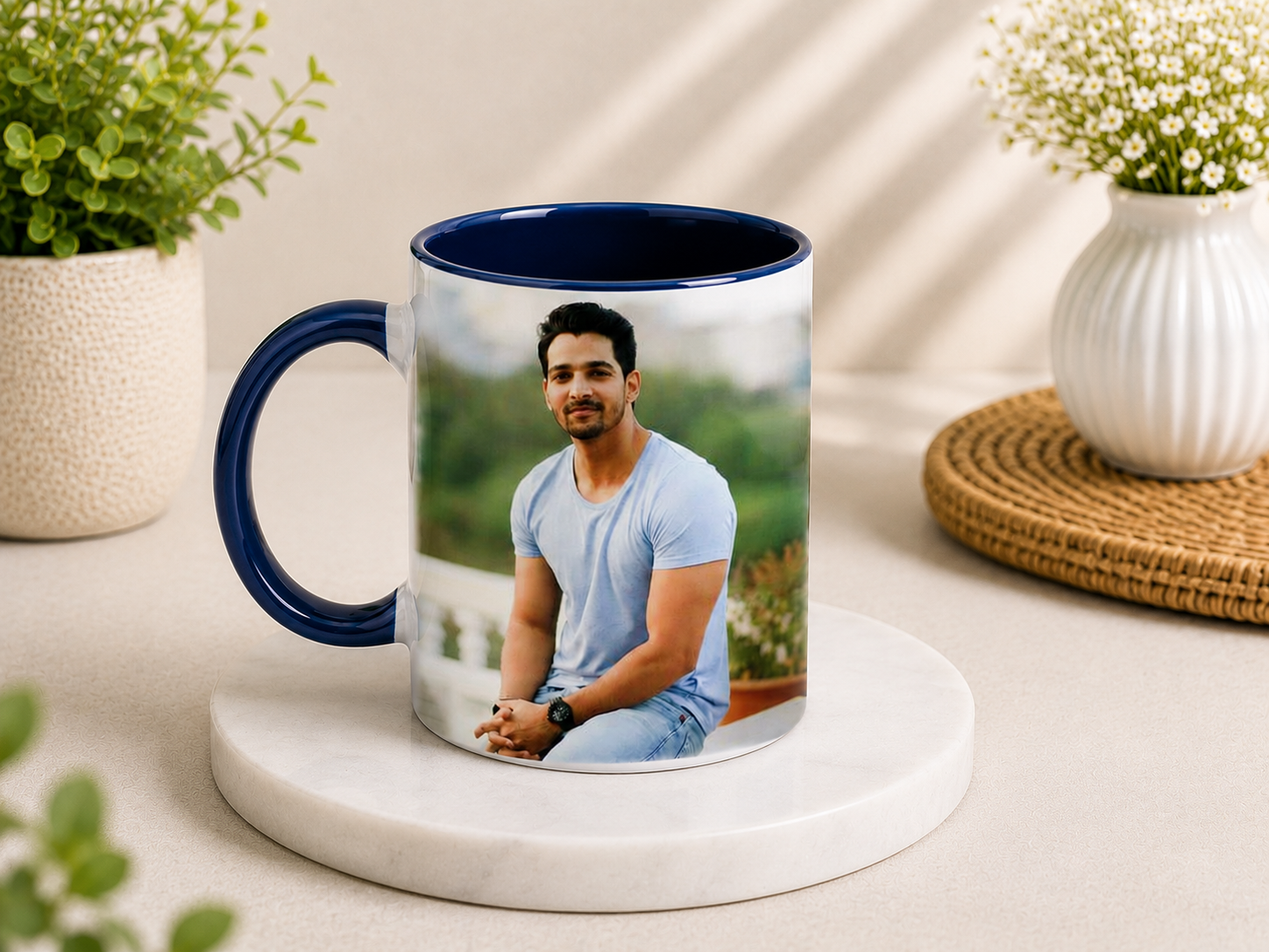 Dark Blue 3-Tone mug | Personalized Photo Printed Ceramic Coffee Mug - Image 2