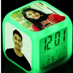 Personalized LED Alarm Clock Photo Cube | Custom Color Changing Digital Clock