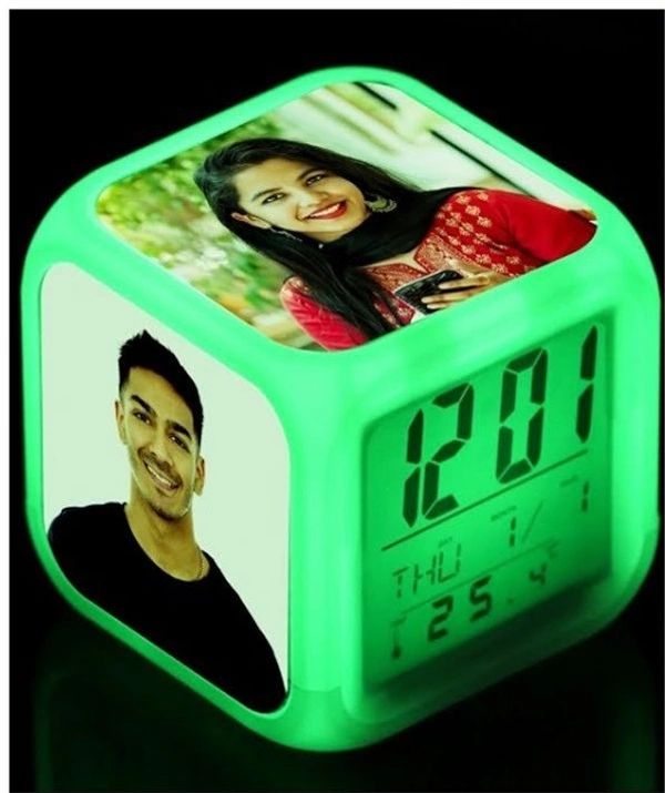Personalized LED Alarm Clock Photo Cube | Custom Color Changing Digital Clock