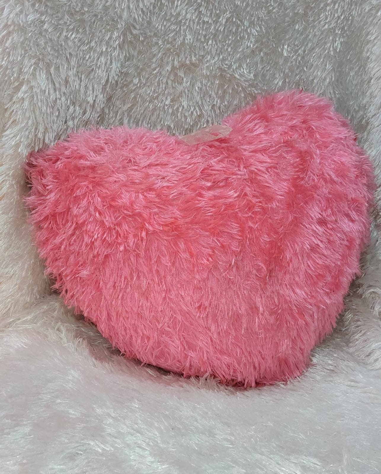 Pink Colour Heart-Shape Fur Pillow / Personalized Photo - Image 3