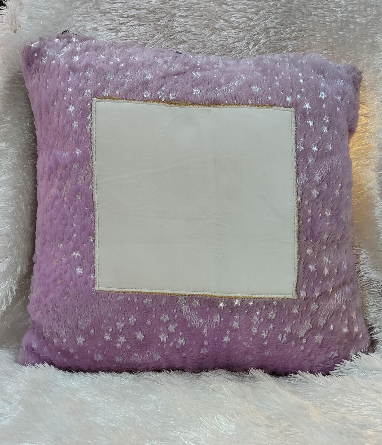Personalized Purple Foil Fur Cushion with Custom Photo Print and Soft Fur Fabric for Gifts and Home Decor