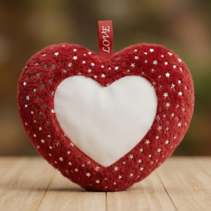 Personalized Red Foil Heart Photo Cushion with Custom Photo Printing