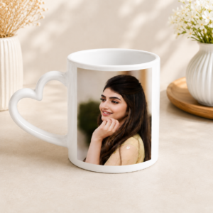 White Heart Handle Mug with Personalized Photo Printing Ceramic Coffee Mug