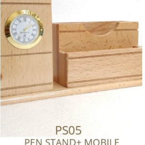Personalized Wooden Pen Stand with analog clock, mobile holder and business card holder, custom engraved desk organizer, corporate gifting accessory, executive office desk organizer, wooden pen holder with clock.
