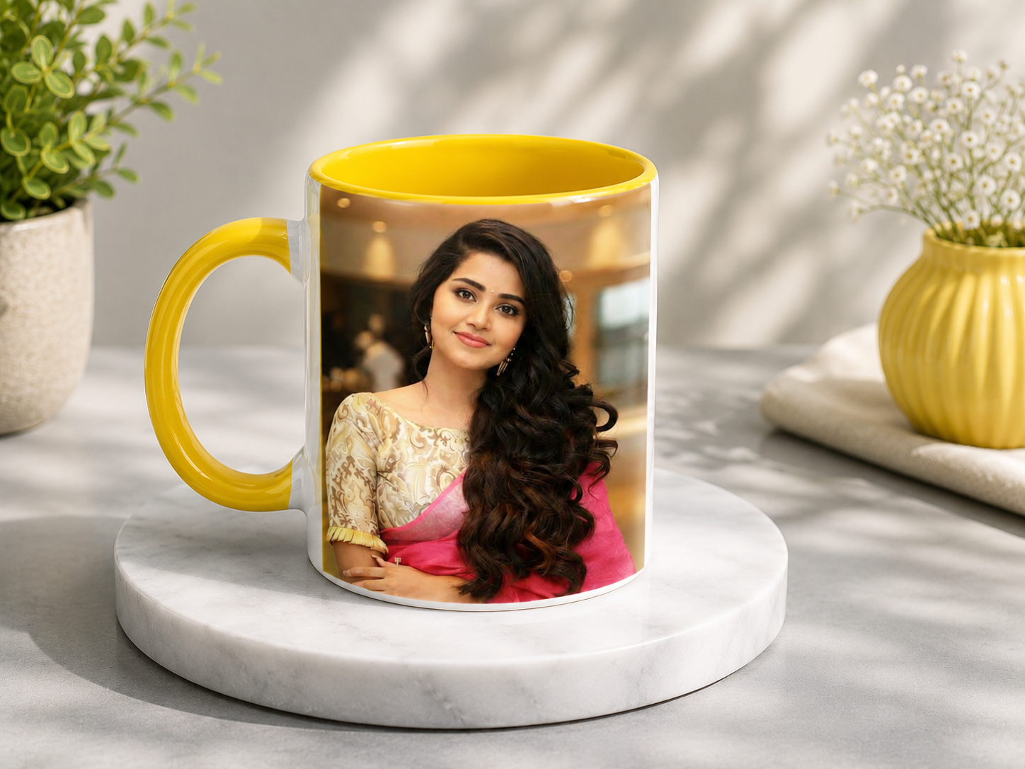 Yellow Colour 3-Tone Mug | Personalized Photo Printed Ceramic Coffee Mug
