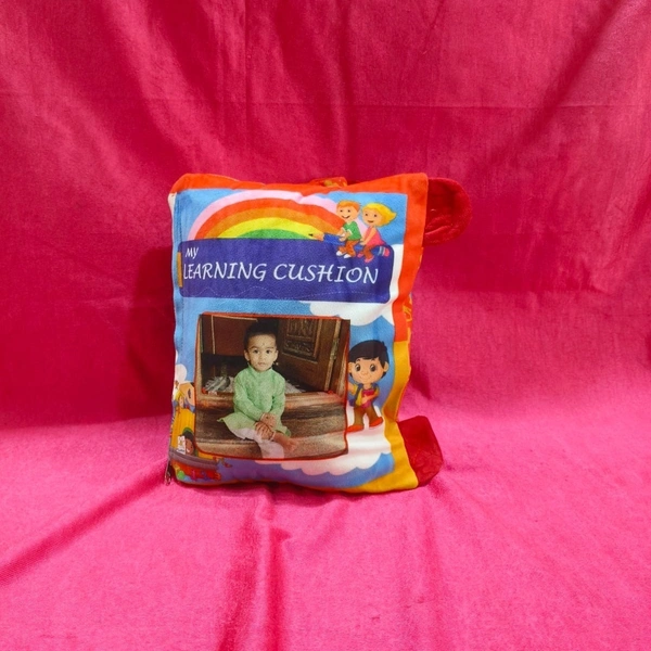 learning cushion for kids with custom photo printing, colorful educational design, rainbow graphics - Image 2