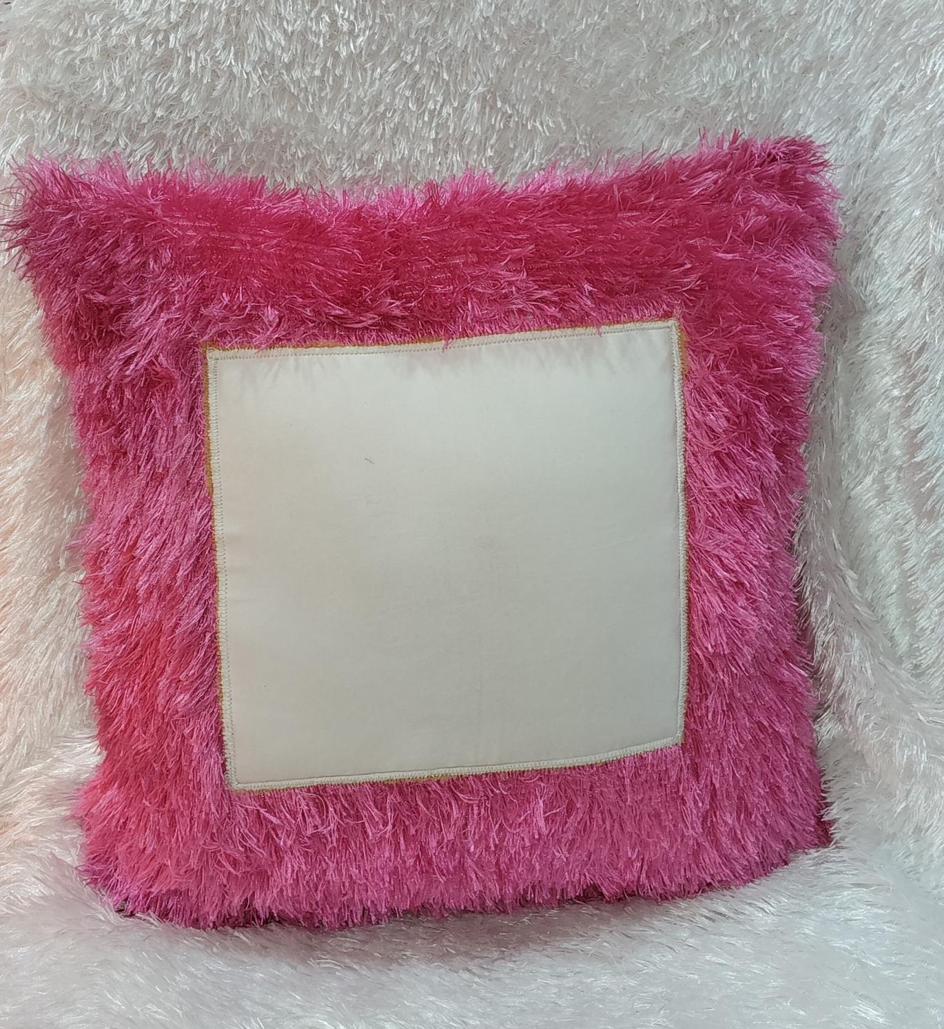 Pink Fur Photo Cushion | Personalized Square Photo Pillow Gift - Image 2