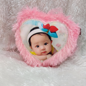 Pink Heart Fur Cushion Personalized Photo Pillow Gift