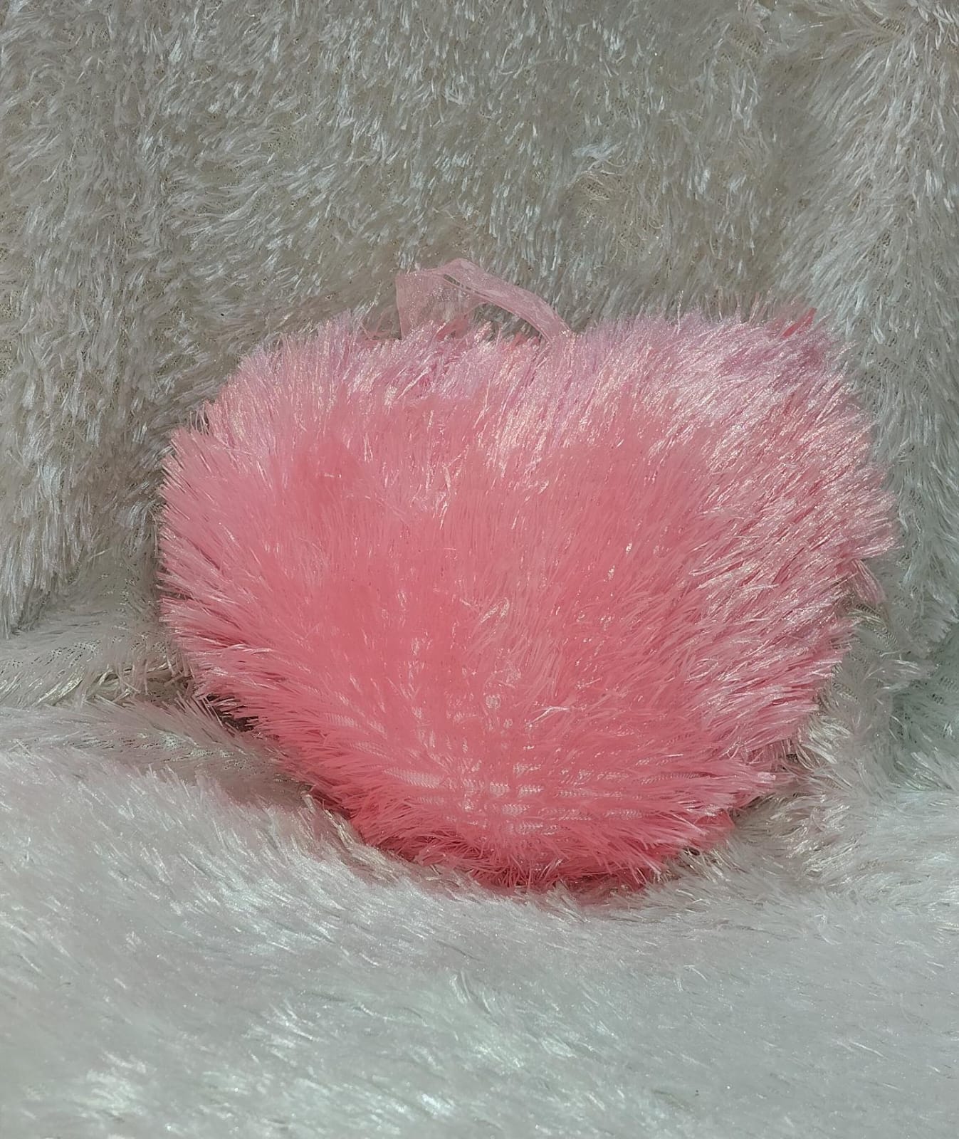 Pink Colour-Small Size Heart Shap | Personalized Photo Fur Pillow - Image 4