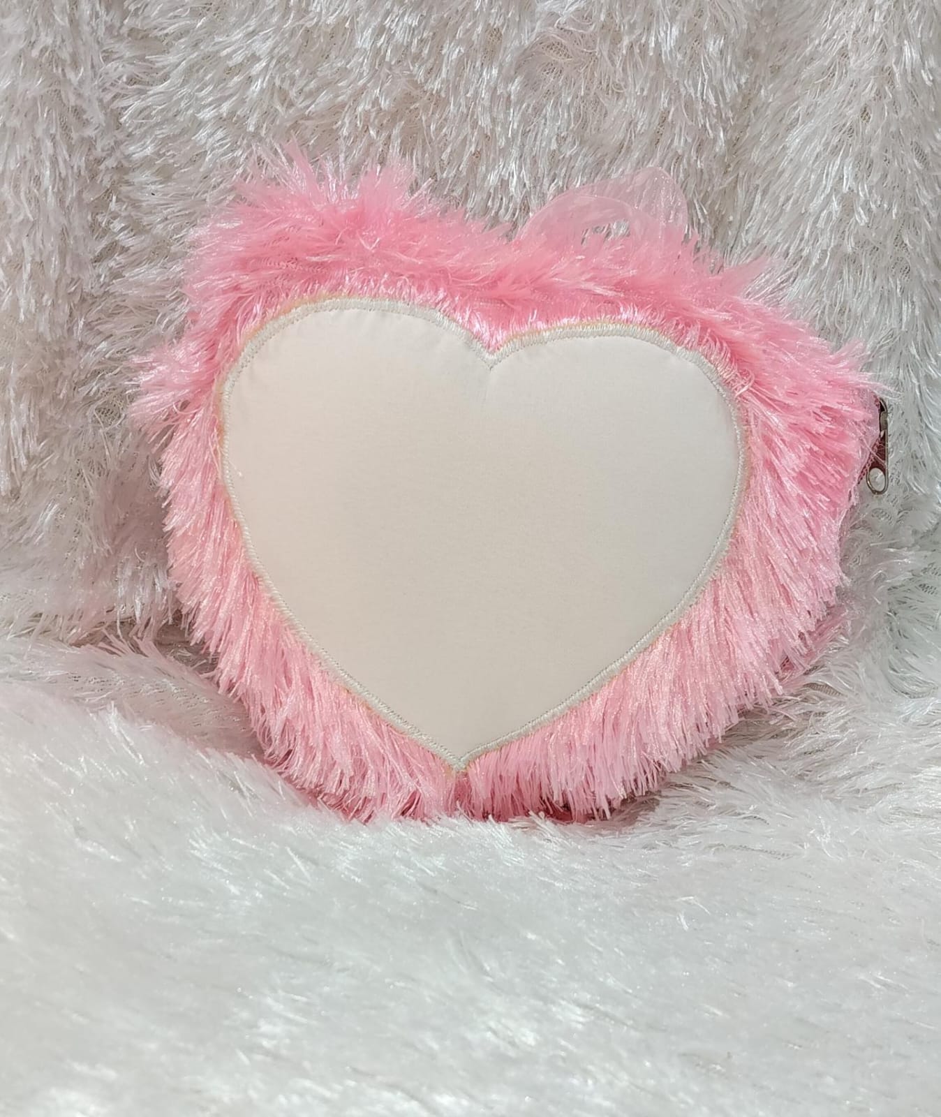 Pink Heart Fur Cushion Personalized Photo Pillow Gift