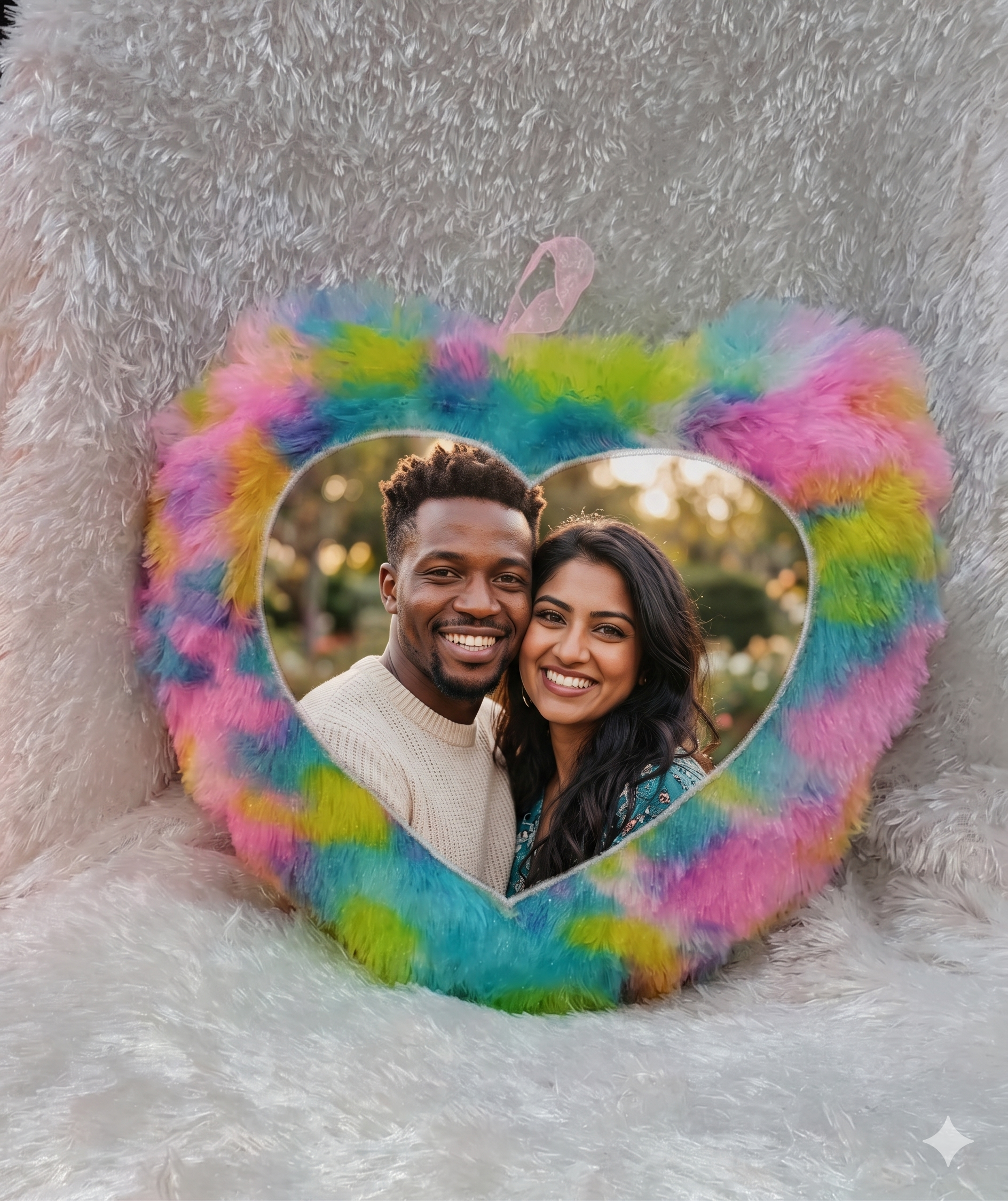 Pink Heart Fur Cushion Personalized Photo Pillow Gift