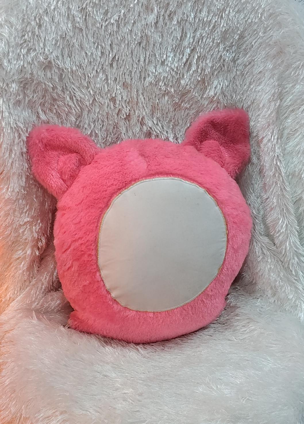 Pink cat cushion made from soft plush fabric with custom photo print - Image 3