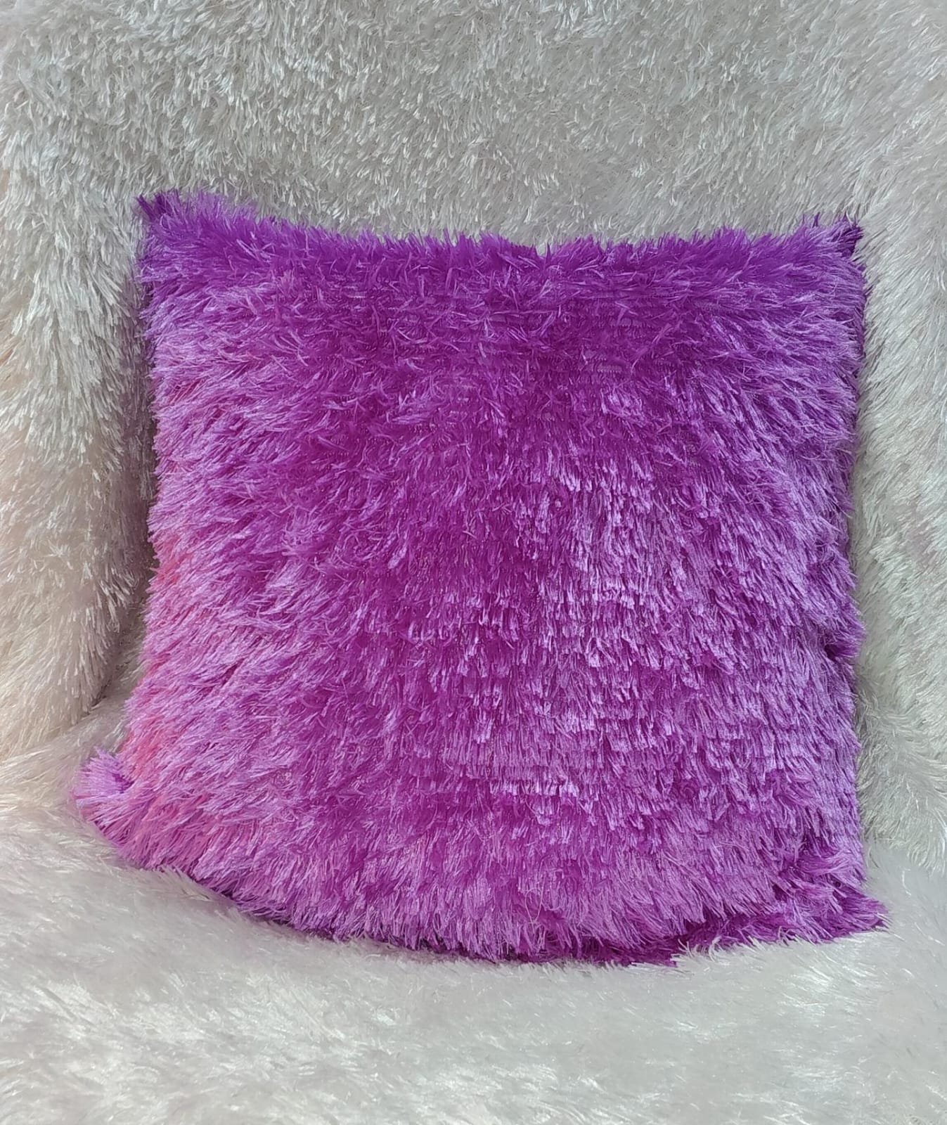 Purple Fur Photo Cushion | Personalized Square Photo Pillow Gift - Image 3