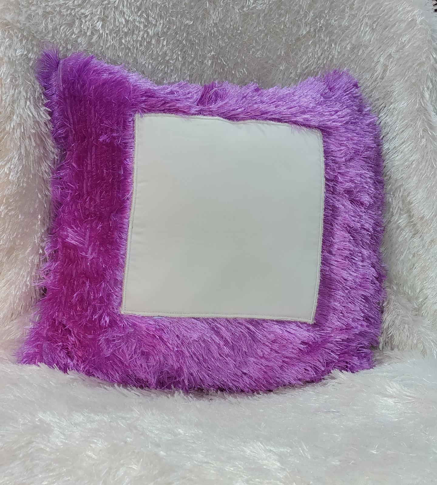 Purple Fur Photo Cushion | Personalized Square Photo Pillow Gift