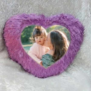 Purple Heart Fur Cushion Personalized Photo Pillow Gift