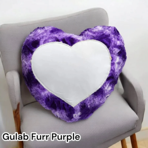 Purple Heart Shape Gulab Fur Photo Cushion Personalized Heart Pillow