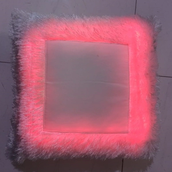 RGB LED Fur Pillow Square Shape with personalized photo printing, multi-color LED illumination, soft fur border, glowing photo cushion, customized gift pillow, anniversary gift, birthday gift, couple photo cushion, and home décor accessory.