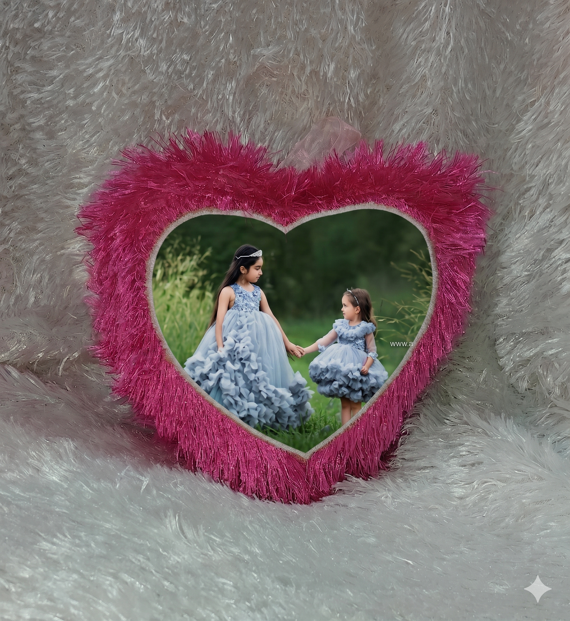 Pink Colour-Small Size Heart Shap | Personalized Photo Fur Pillow