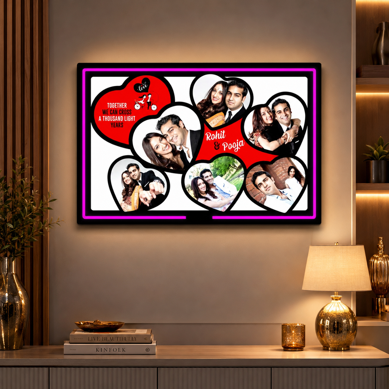 18x12" Inch Standard Frame Size Rectangle Neon LED MDF Frame Personalized Photo Wall Decor