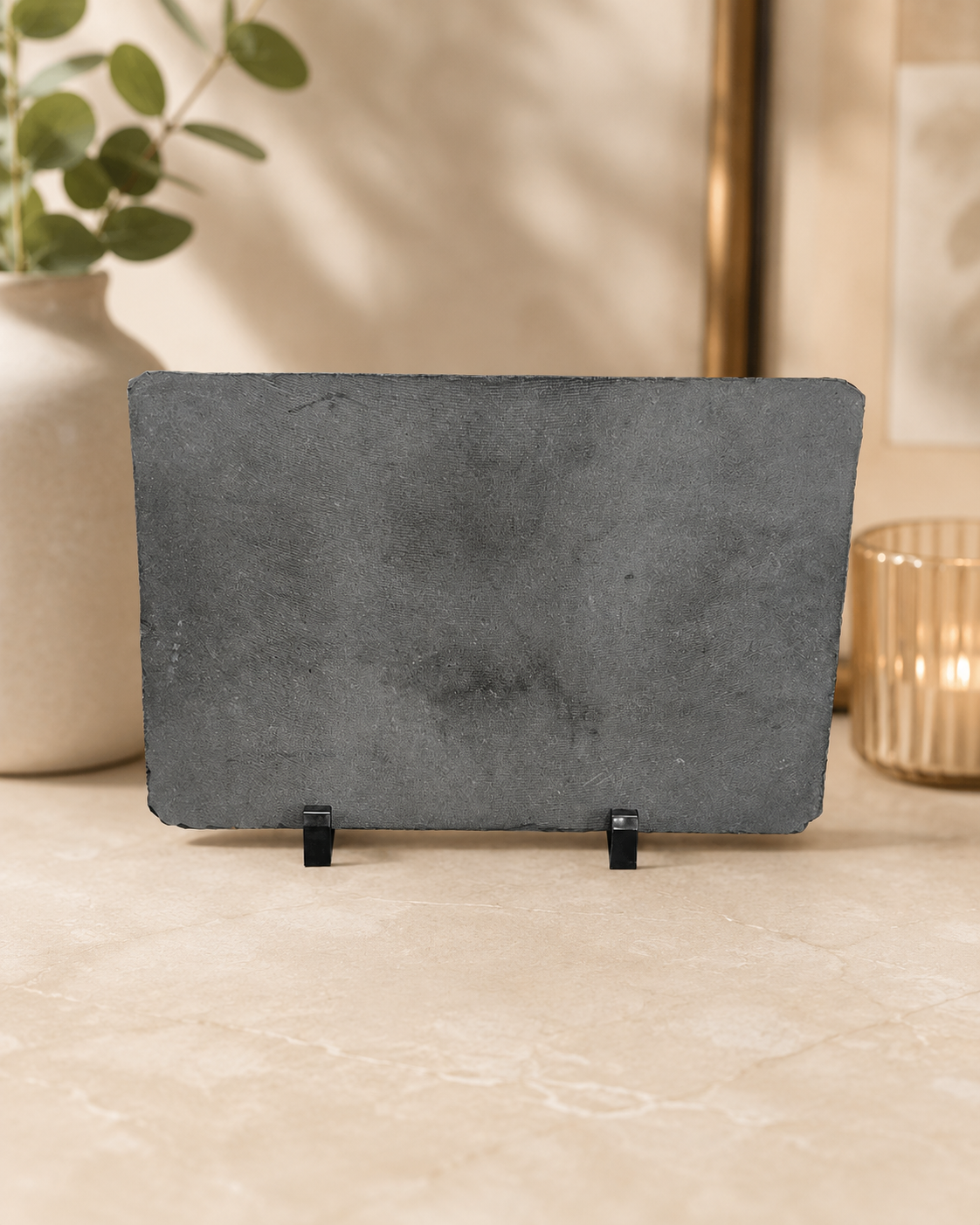 11x8 Rectangle Slate Frame Personalized Natural Rock Stone Photo Print Frame with Stand - Image 4