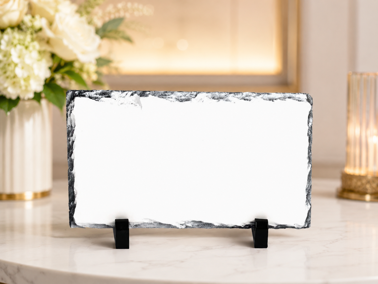 11x8 Rectangle Slate Frame Personalized Natural Rock Stone Photo Print Frame with Stand - Image 3