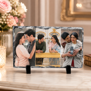 Rectangle Slate Frame 11x8 Personalized Natural Rock Stone Photo Frame with Stand