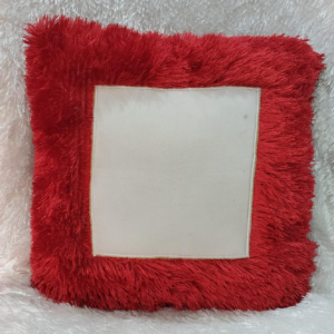 Red Fur Photo Cushion Personalized Square Photo Pillow