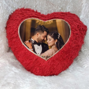 Red Heart Fur Cushion Personalized Romantic Photo Pillow