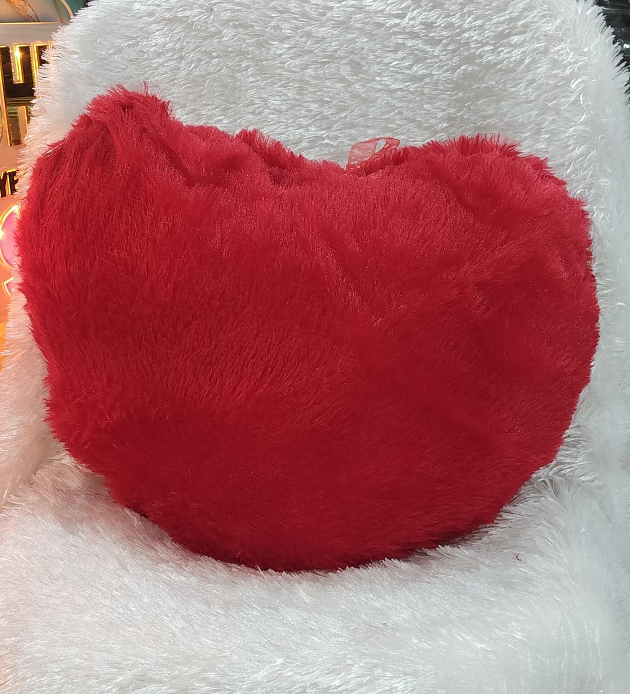 Red Heart Multi Photo Fur Pillow with three personalized photo - Image 3