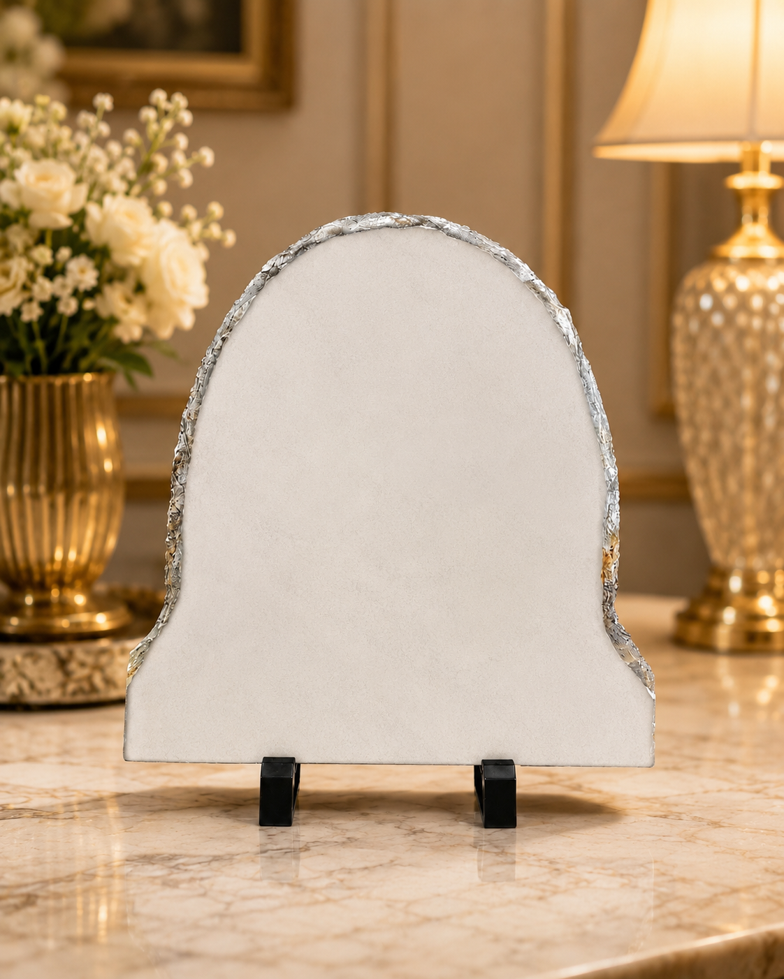 Round Head Rock Frame big Size Personalized Natural Slate Stone Photo Print Frame - Image 2