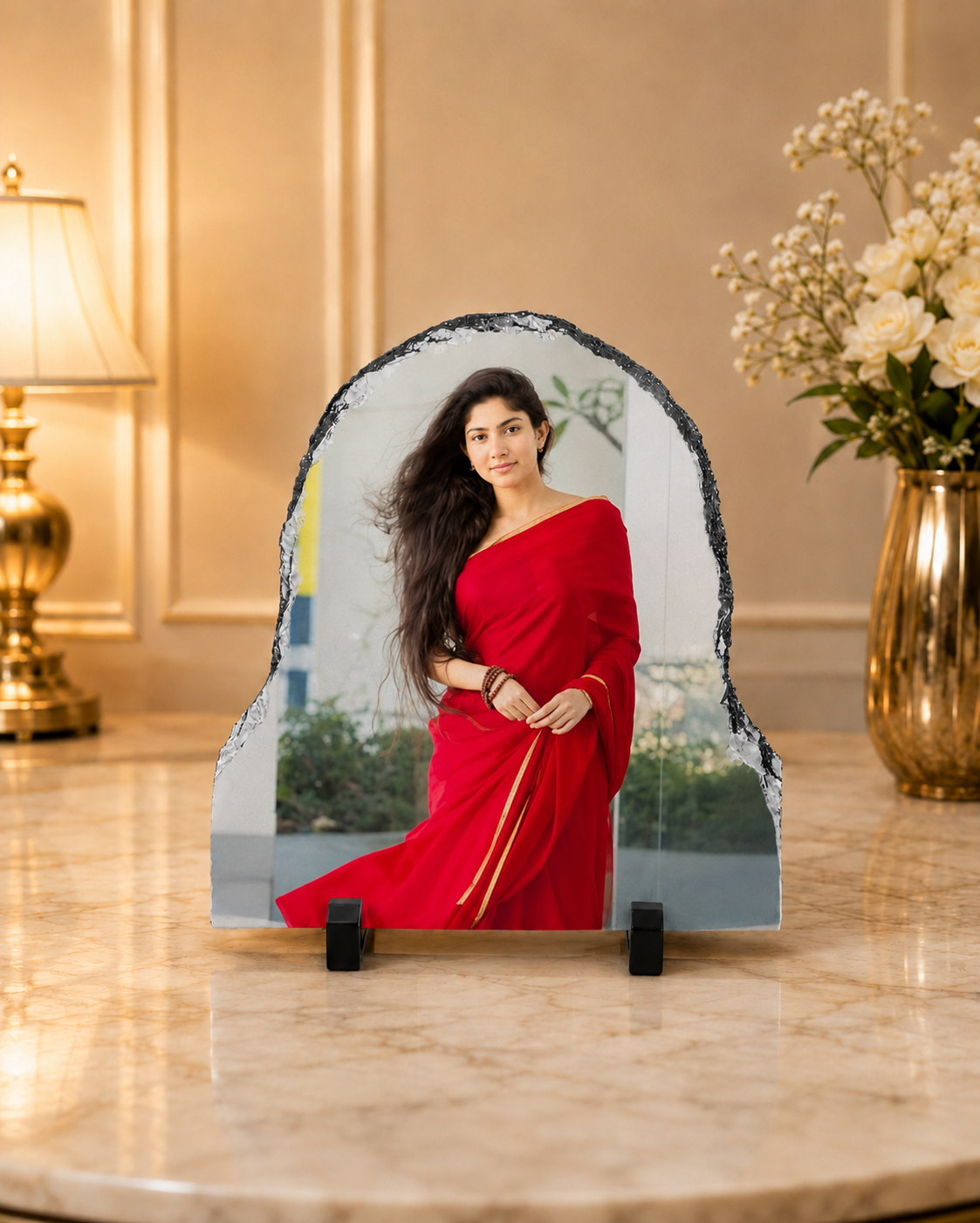 Round Head Rock Frame Small Personalized Natural Slate Stone Photo Frame