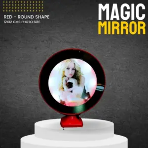 Round Magic Mirror Red Personalized Photo Display