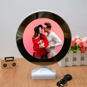 Round White Small Magic Mirror LED Photo Display