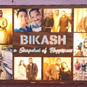 15x23 inch customized LED box frame with personalized photo and warm LED lighting for wall décor and special gifts.