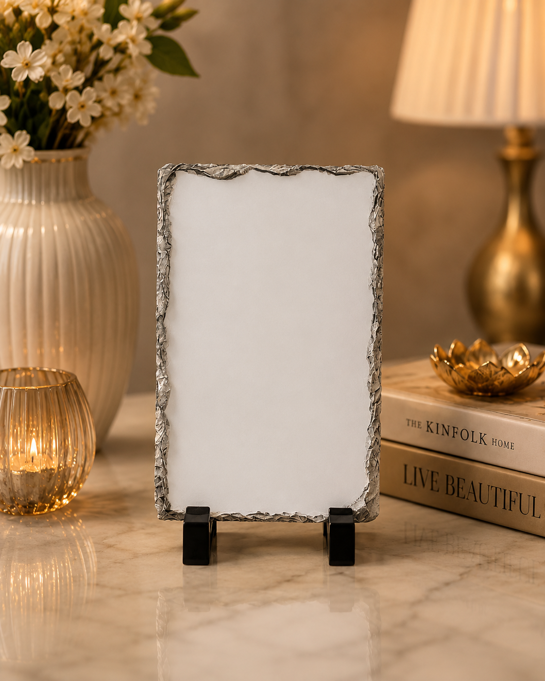 6x4 Inch Small Rock Frame Personalized Natural Slate Photo Frame - Image 3