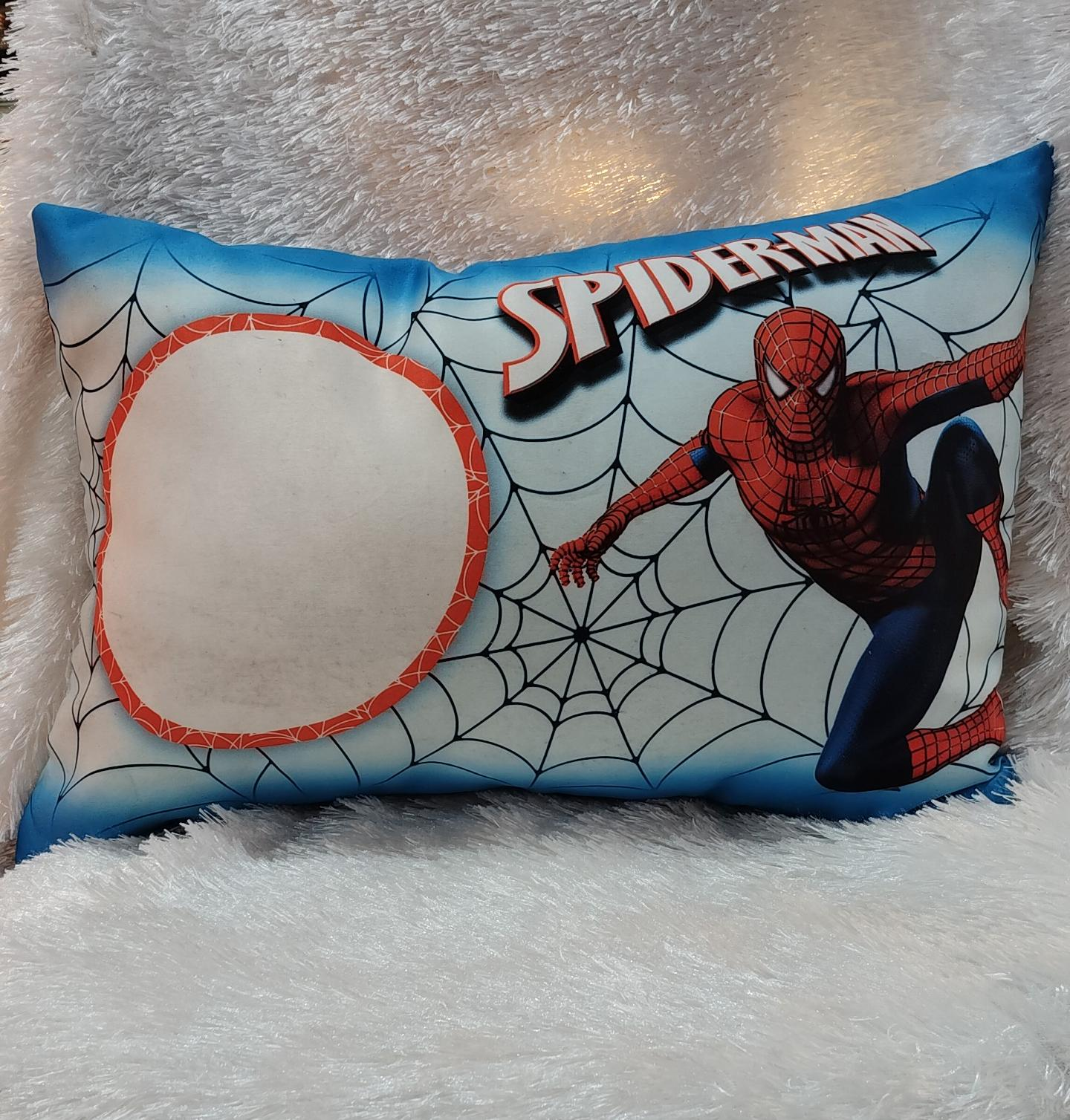 Spiderman Photo Cushion with Custom Photo Print for Kids Birthday Gifts and Superhero Room Decoration