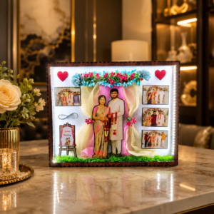 Wedding Miniature Frame 12x5 Inches Personalized Wedding Miniature Frame LED Wedding Memory Frame Custom Couple Miniature Frame Wedding Gift Miniature Frame