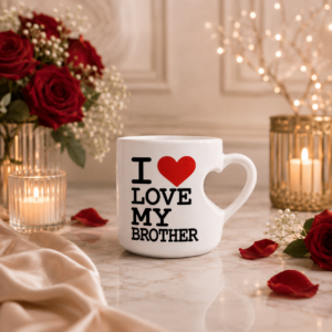 White Mug Heart Cut Personalized Photo Printing Ceramic Mug with Heart Handle