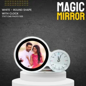 Clock Magic Mirror White Round LED Photo Display